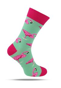 His Story - Tematyczne Skarpetki Bawełniane - Różowe Flamingi. Kolor: wielokolorowy. Materiał: elastan, bawełna, poliamid #1