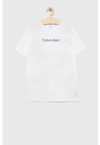 Calvin Klein Underwear piżama bawełniana dziecięca kolor granatowy z nadrukiem. Kolor: niebieski. Materiał: bawełna. Długość: krótkie. Wzór: nadruk #3