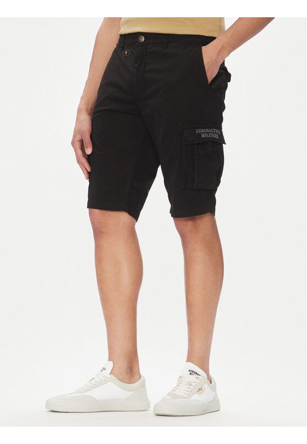 Aeronautica Militare Szorty materiałowe 251BE066CT1122 Czarny Regular Fit. Kolor: czarny. Materiał: bawełna