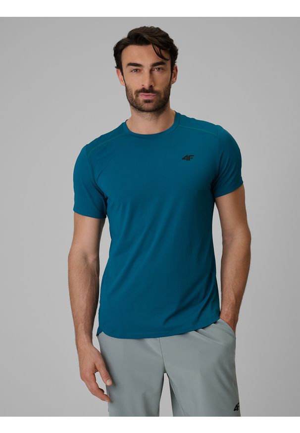 4f - 4F Koszulka treningowa regular szybkoschnąca męska - zielona L. Kolor: zielony. Materiał: materiał, włókno. Sport: fitness