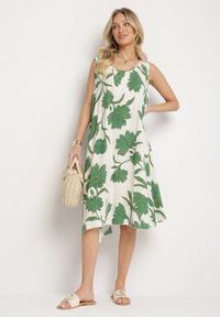 Born2be - Zielona Sukienka z Wiskozy z Wzorem w Kwiaty Bez Rękawów Orrulene. Okazja: na co dzień. Kolor: zielony. Materiał: wiskoza. Długość rękawa: bez rękawów. Wzór: kwiaty. Sezon: wiosna, lato. Styl: casual, klasyczny #7