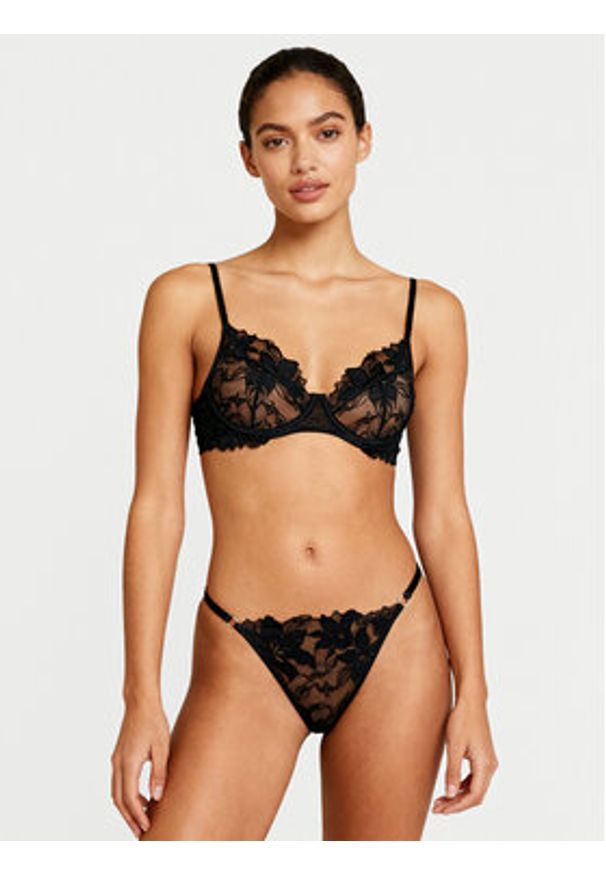 Hunkemöller Biustonosz z fiszbiną Ingrid 300469 Czarny. Kolor: czarny. Materiał: syntetyk