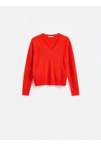 Reserved - Sweter z wełny merino - czerwony. Kolor: czerwony. Materiał: wełna #1