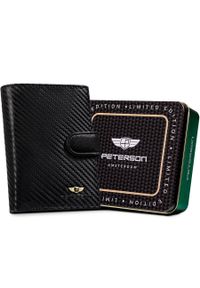 Portfel skórzany Peterson czarny PTN 333Z-CA-6600 BLACK. Kolor: czarny. Materiał: skóra