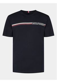 TOMMY HILFIGER - Tommy Hilfiger T-Shirt Monotype MW0MW33688 Granatowy Regular Fit. Kolor: niebieski. Materiał: bawełna #5