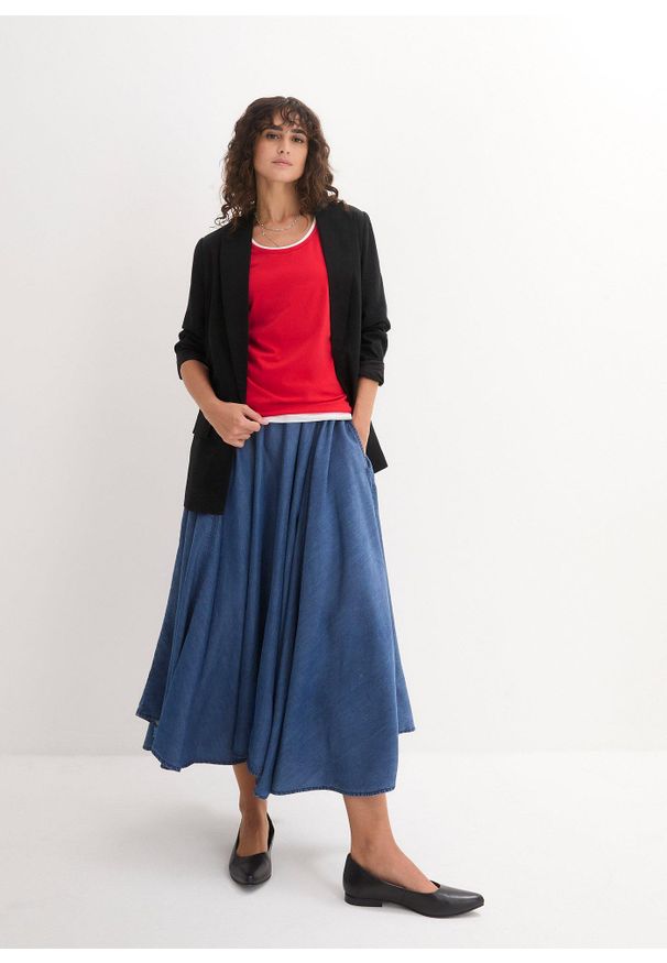 bonprix - Długi top z czystej bawełny (5 sztuk). Kolor: czerwony. Materiał: bawełna. Długość: długie. Wzór: gładki, jednolity, melanż