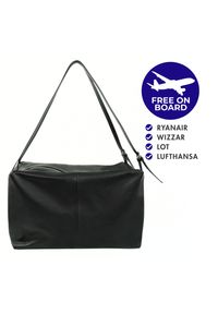 Worek na ramię Solier FL36 Oriana czarny. Kolor: czarny. Wzór: paski, gładki. Materiał: skórzane. Styl: elegancki, biznesowy, klasyczny, casual. Rodzaj torebki: na ramię #1