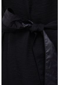 DKNY - Dkny Sukienka kolor czarny midi rozkloszowana. Kolor: czarny. Długość rękawa: krótki rękaw. Typ sukienki: rozkloszowane. Długość: midi #2