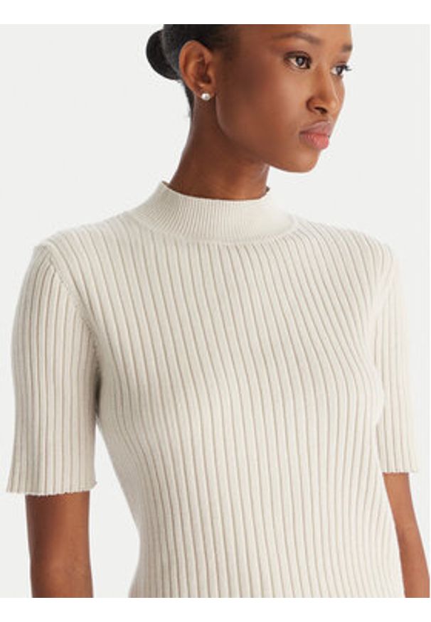 ACCESS FASHION Sweter 54-8046 Beżowy Slim Fit. Kolor: beżowy. Materiał: syntetyk