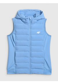 4f - 4F Bezrękawnik z wypełnieniem syntetycznym damski - niebieski M. Kolor: niebieski. Materiał: syntetyk. Długość rękawa: bez rękawów. Wzór: gładki #1