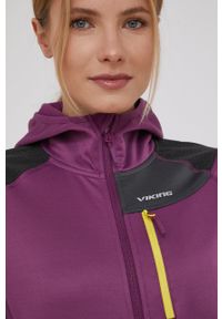 Viking bluza sportowa Yosemite damska kolor fioletowy z kapturem gładka. Typ kołnierza: kaptur. Kolor: fioletowy. Materiał: skóra, polar, materiał. Wzór: gładki. Styl: sportowy