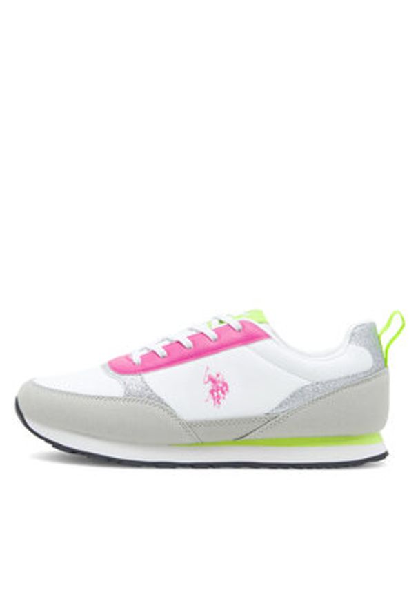 U.S. Polo Assn. Sneakersy NOBIK013 Białe złoto. Kolor: biały, wielokolorowy, złoty. Materiał: materiał
