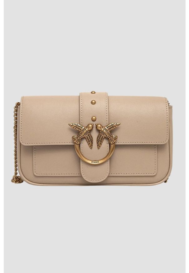 Pinko - PINKO Beżowa kopertówka damska Love One Pocket C. Kolor: beżowy. Styl: casual, elegancki