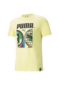 T-shirt męski Puma Intl, żółty, XS. Kolor: żółty. Materiał: bawełna. Wzór: nadruk. Sport: joga i pilates