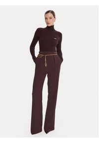 Elisabetta Franchi Spodnie materiałowe PA-099-56E2-V390 Bordowy Regular Fit. Kolor: czerwony. Materiał: syntetyk #3