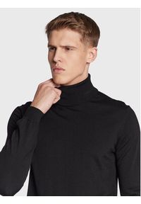 Hugo - HUGO Golf San Thomas-M 50474174 Czarny Slim Fit. Typ kołnierza: golf. Kolor: czarny. Materiał: wełna