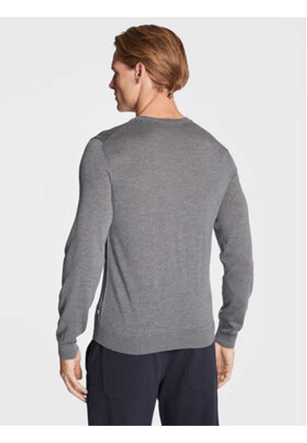 BOSS - Boss Sweter Leno-P 50468239 Szary Slim Fit. Kolor: szary. Materiał: bawełna