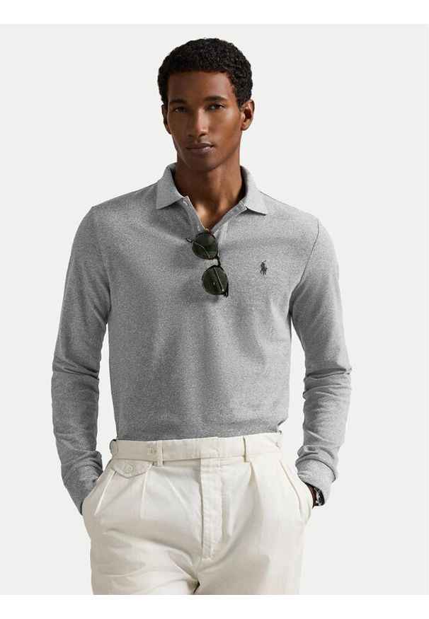 Polo Ralph Lauren Polo 710680790003 Szary Custom Slim Fit. Typ kołnierza: polo. Kolor: szary. Materiał: bawełna