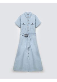 Big-Star - Sukienka damska midi jeansowa trapezowa niebieska Becca 136. Okazja: na co dzień. Kolor: niebieski. Materiał: jeans. Długość rękawa: krótki rękaw. Typ sukienki: trapezowe. Styl: casual. Długość: midi #8