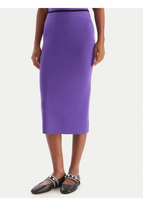Pinko - PINKO Spódnica midi 105489 A2Q9 W21 Fioletowy Regular Fit. Kolor: fioletowy. Materiał: wełna