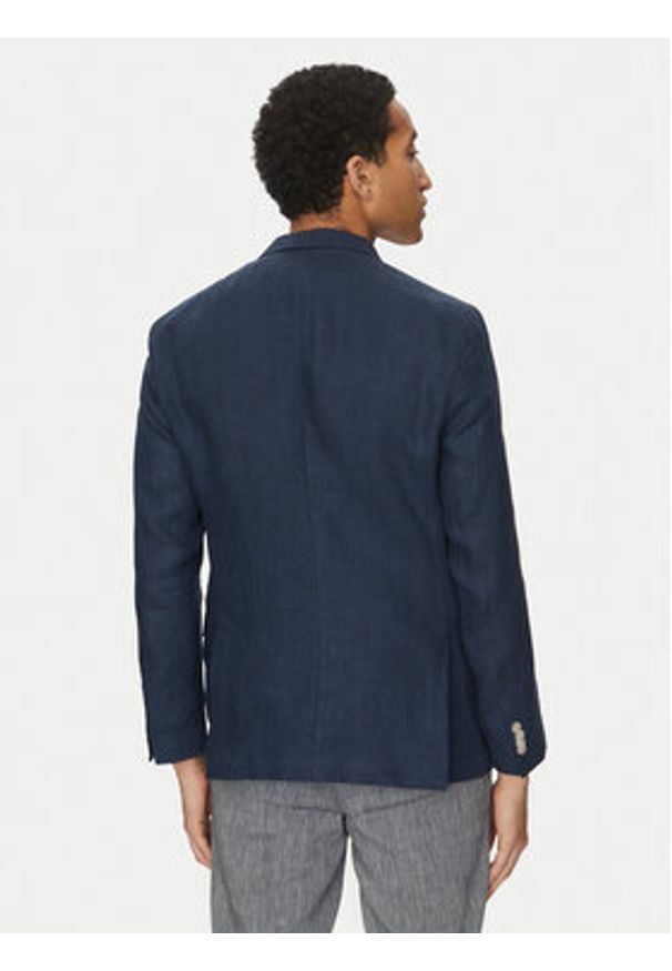 BOSS Marynarka C-Huge-Peak-252 50540516 Granatowy Slim Fit. Kolor: niebieski. Materiał: len