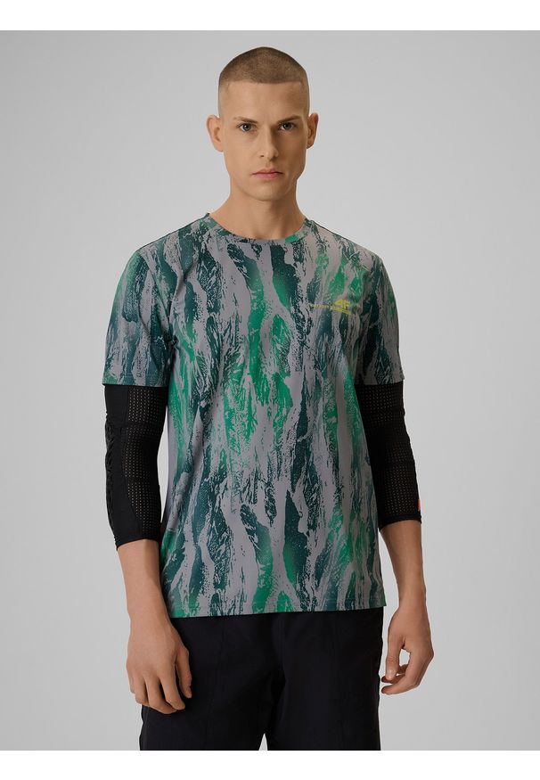 4f - 4F Koszulka kolarska męska - zielona M. Kolor: zielony. Materiał: dzianina, materiał, włókno. Sport: kolarstwo