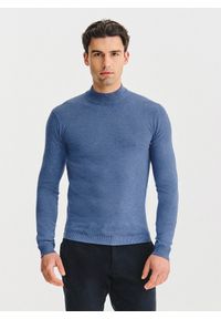 Pako Lorente - PAKO LORENTE - Półgolf męski w niebieskim kolorze. Kolor: niebieski, czarny, beżowy. Materiał: nylon, wiskoza. Wzór: gładki, ze splotem #1