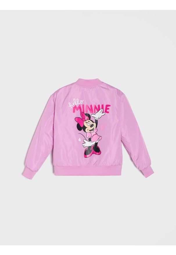 Sinsay - Kurtka bomberka z nadrukiem na plecach Minnie Mouse - fioletowy. Kolor: fioletowy. Wzór: motyw z bajki, nadruk