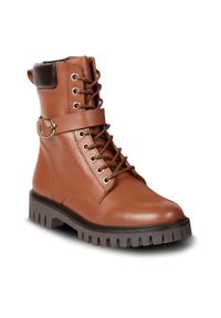 TOMMY HILFIGER - Botki Tommy Hilfiger Buckle Lace Up Boot FW0FW06734 Natural Cognac GTU. Kolor: brązowy #1