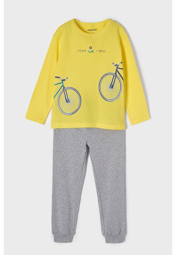 Mayoral piżama dziecięca kolor żółty z nadrukiem. Kolor: żółty. Wzór: nadruk