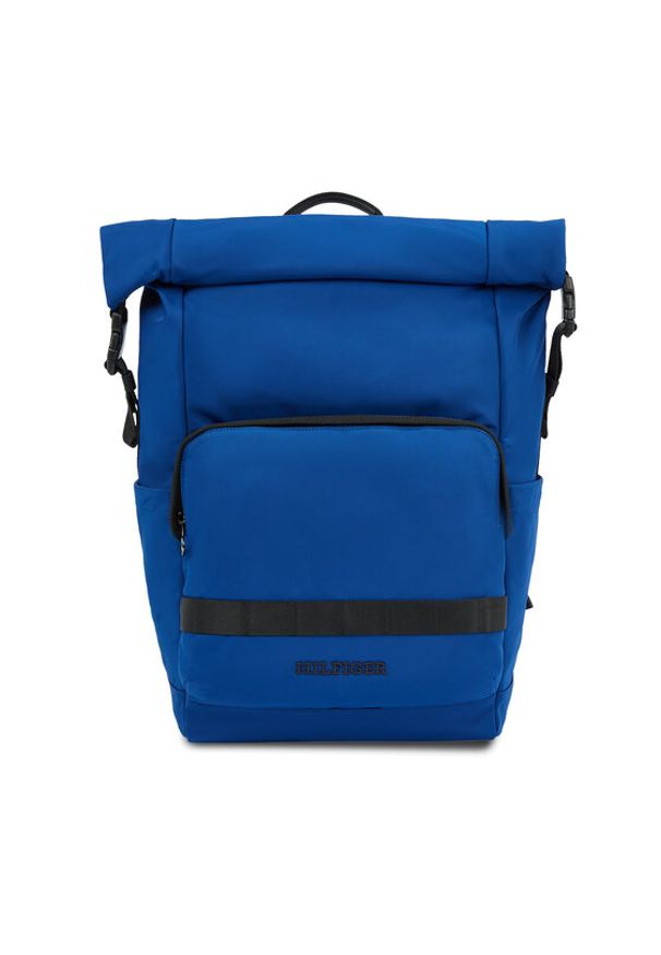TOMMY HILFIGER - Tommy Hilfiger Plecak Th Monotype Rolltop Backpack AM0AM12205 Niebieski. Kolor: niebieski. Materiał: materiał