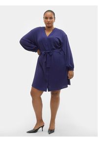 Vero Moda Curve Sukienka koszulowa 10299117 Granatowy Regular Fit. Kolor: niebieski. Materiał: syntetyk. Typ sukienki: koszulowe #5
