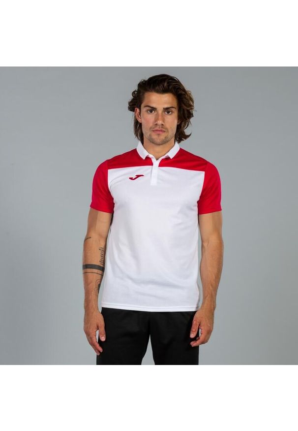 Koszulka polo do tenisa męska Joma Hobby II. Typ kołnierza: polo. Kolor: wielokolorowy, biały, czerwony. Sport: tenis