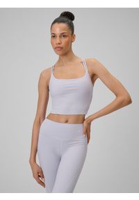 4f - 4F Crop-top do jogi szybkoschnący damski - fioletowy XL. Kolor: fioletowy. Materiał: skóra. Długość rękawa: na ramiączkach. Długość: długie. Sport: joga i pilates #2