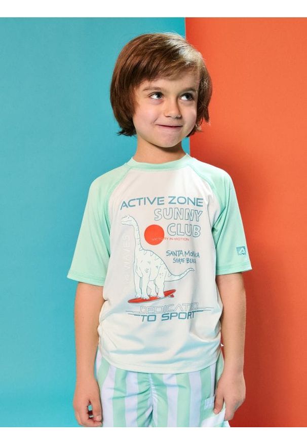 Sinsay - Koszulka plażowa UPF 40+ Active - biały. Kolor: biały. Wzór: nadruk