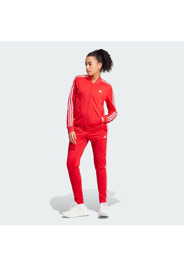 Adidas - Dres Essentials 3-Stripes. Kolor: czerwony, biały, wielokolorowy. Materiał: dresówka