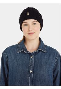 TOMMY HILFIGER - Tommy Hilfiger Czapka Th Timeless Beanie AW0AW15307 Czarny. Kolor: czarny. Materiał: syntetyk