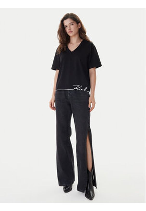 Karl Lagerfeld Jeans Jeansy B1W10072 Czarny Wide Leg. Kolor: czarny