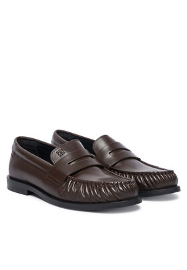 Calvin Klein Lordsy Round Loafer Lth HW0HW03126 Brązowy ciemny. Kolor: brązowy. Materiał: skóra