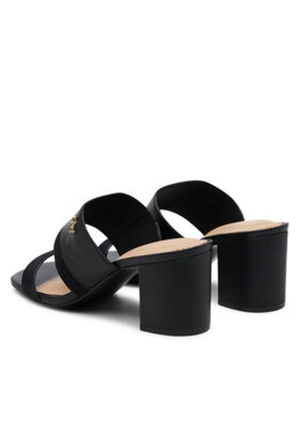 TOMMY HILFIGER - Tommy Hilfiger Klapki Leather & Suede Block Heel Mule FW0FW08530 Czarny. Kolor: czarny. Materiał: zamsz, skóra