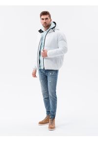 Ombre Clothing - Kurtka męska puffer - biała V1 C533 - XL. Kolor: biały. Materiał: poliester, nylon. Sezon: zima #4