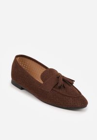 Born2be - Ciemnobrązowe Ażurowe Mokasyny VICES Ozdobione Frędzlami Catiana. Okazja: na co dzień, do pracy. Kolor: brązowy. Materiał: jeans. Wzór: ażurowy, aplikacja. Styl: casual, elegancki #6