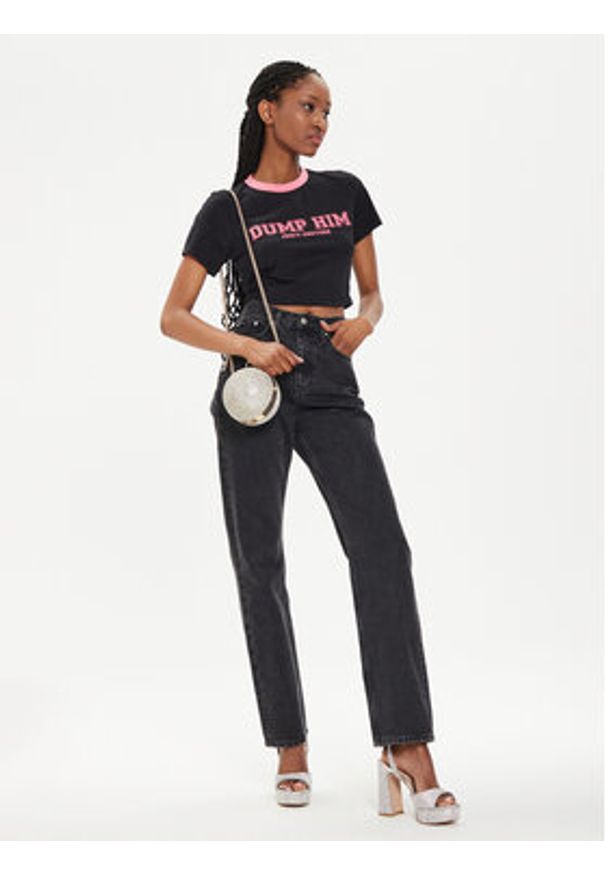 Juicy Couture T-Shirt Dump Him JCWCT23314 Czarny Slim Fit. Kolor: czarny. Materiał: bawełna