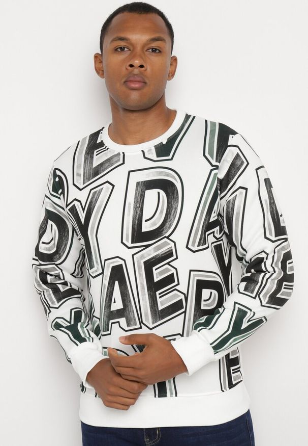 Born2be - Biała Bluza z Polarem i Bawełną Zakończona Ściągaczami Yolaria. Okazja: na co dzień. Kolor: biały. Materiał: bawełna, polar. Długość rękawa: długi rękaw. Długość: długie. Styl: klasyczny, casual, sportowy