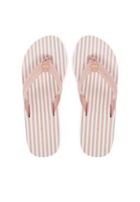 TOMMY HILFIGER - Tommy Hilfiger Japonki Th Stripes Wedge Beach Sandal FW0FW08521 Różowy. Kolor: różowy. Materiał: materiał #3