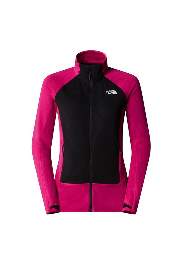 Kurtka The North Face Bolt Polartec 0A825KROM1 - różowo-czarna. Kolor: wielokolorowy, różowy, czarny. Materiał: włókno, poliester, elastan. Styl: klasyczny. Sport: wspinaczka, turystyka piesza