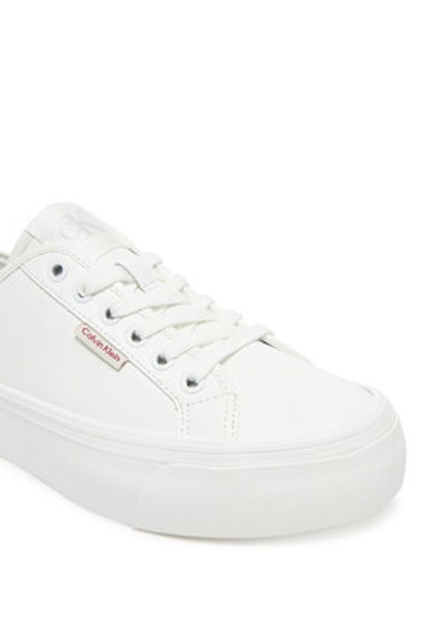 Calvin Klein Jeans Sneakersy Vulc Flatform Lth YW0YW01886 Biały. Kolor: biały. Materiał: skóra