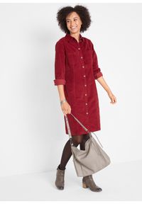 bonprix - Sukienka sztruksowa ze stretchem. Kolor: czerwony. Materiał: sztruks #2