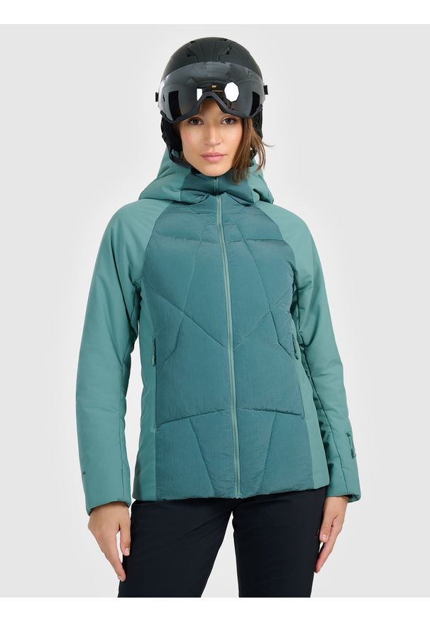4f - 4F Kurtka puchowa narciarska z wypełnieniem Primaloft Silver damska - oliwkowa M. Kolor: wielokolorowy, oliwkowy, brązowy. Materiał: puch. Wzór: gładki. Sezon: zima