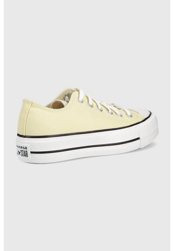 Converse tenisówki Chuck Taylor All Star Lift Ox damskie kolor żółty. Nosek buta: okrągły. Zapięcie: sznurówki. Kolor: żółty. Materiał: guma. Obcas: na platformie